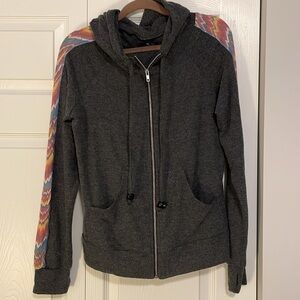 NWOT|‎ Michael Lauren Full Zip Tribal Hoodie Pockets Thumbholes Grey Aztec Small